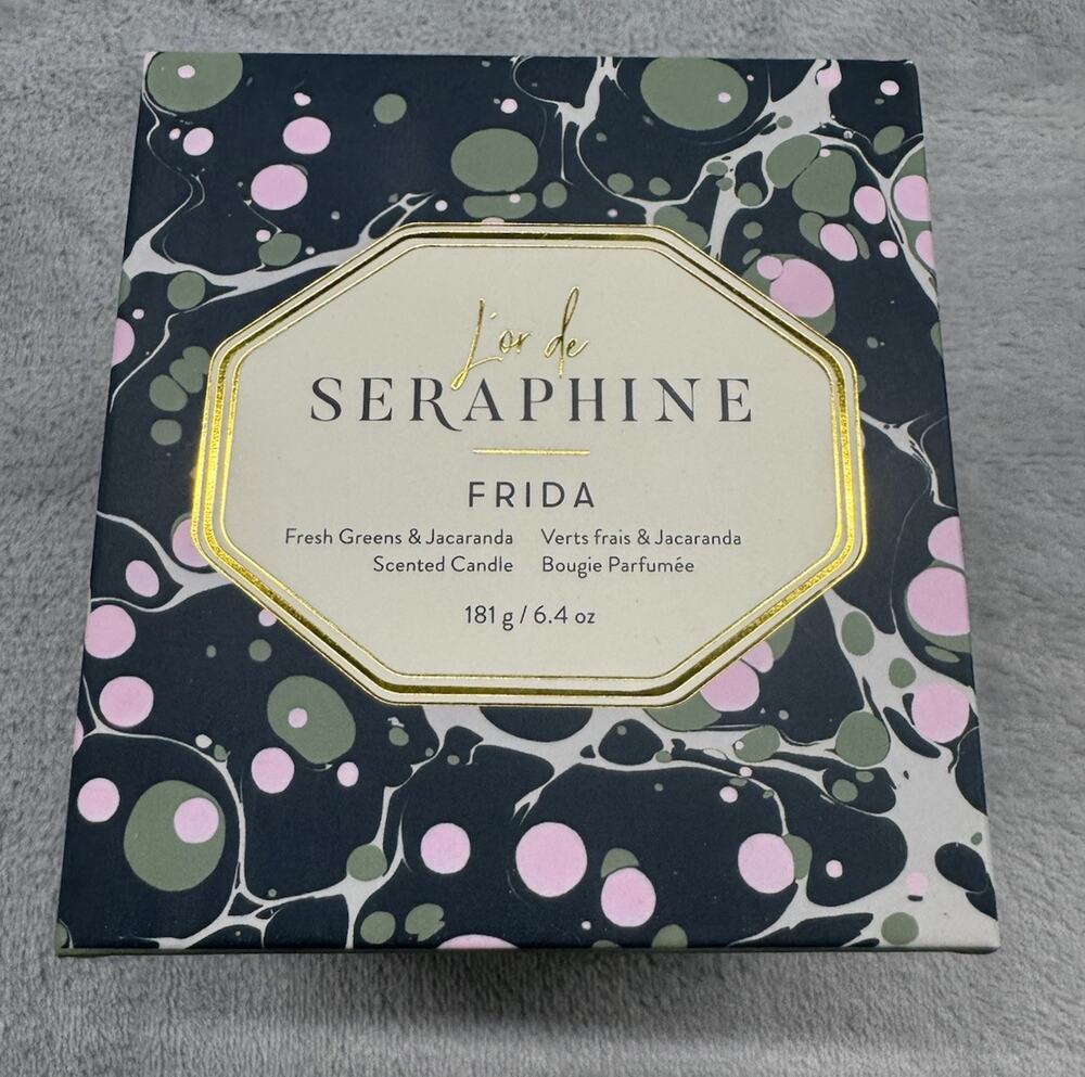 L'Or de Seraphine Candle Frida 6.4 oz Green Pink essential oil organic candles